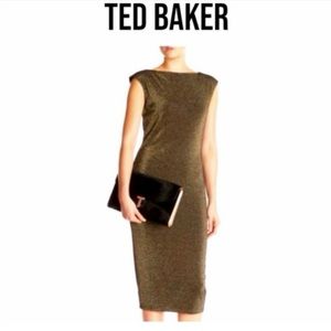 Ted Baker Gold sparkly dress size Ted 5 US 12